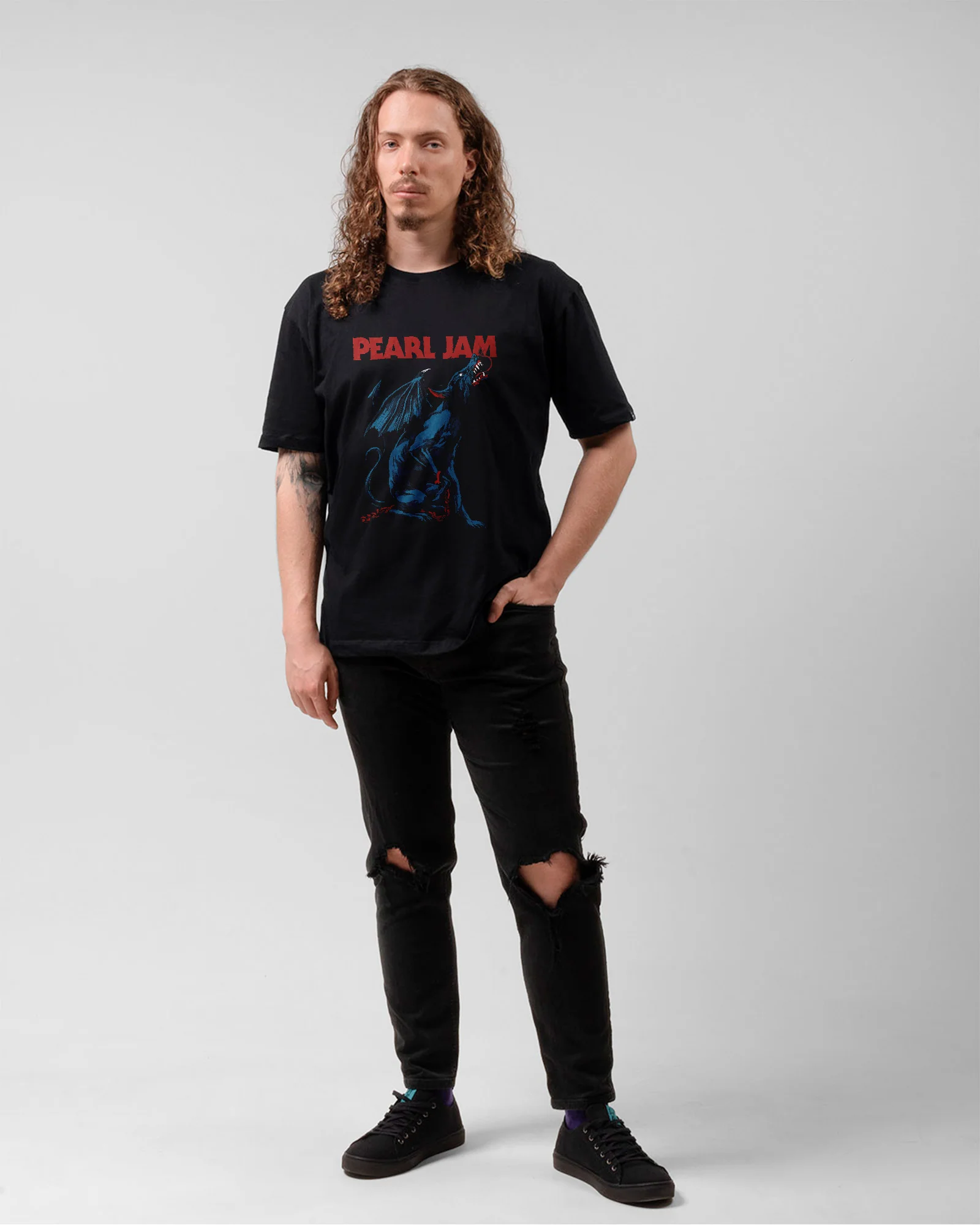 Camiseta Alternativa Pearl Jam Estampa Lobo - Image 5