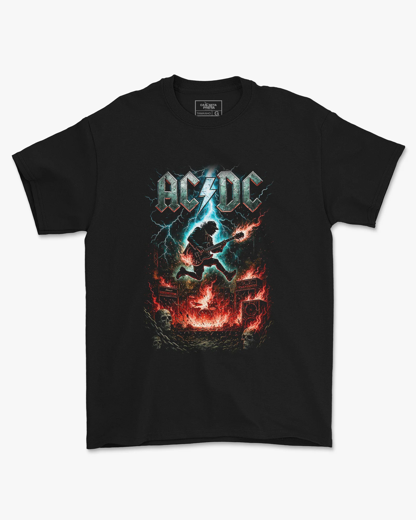 Camiseta Banda AC/DC Angus Young Rain Fire