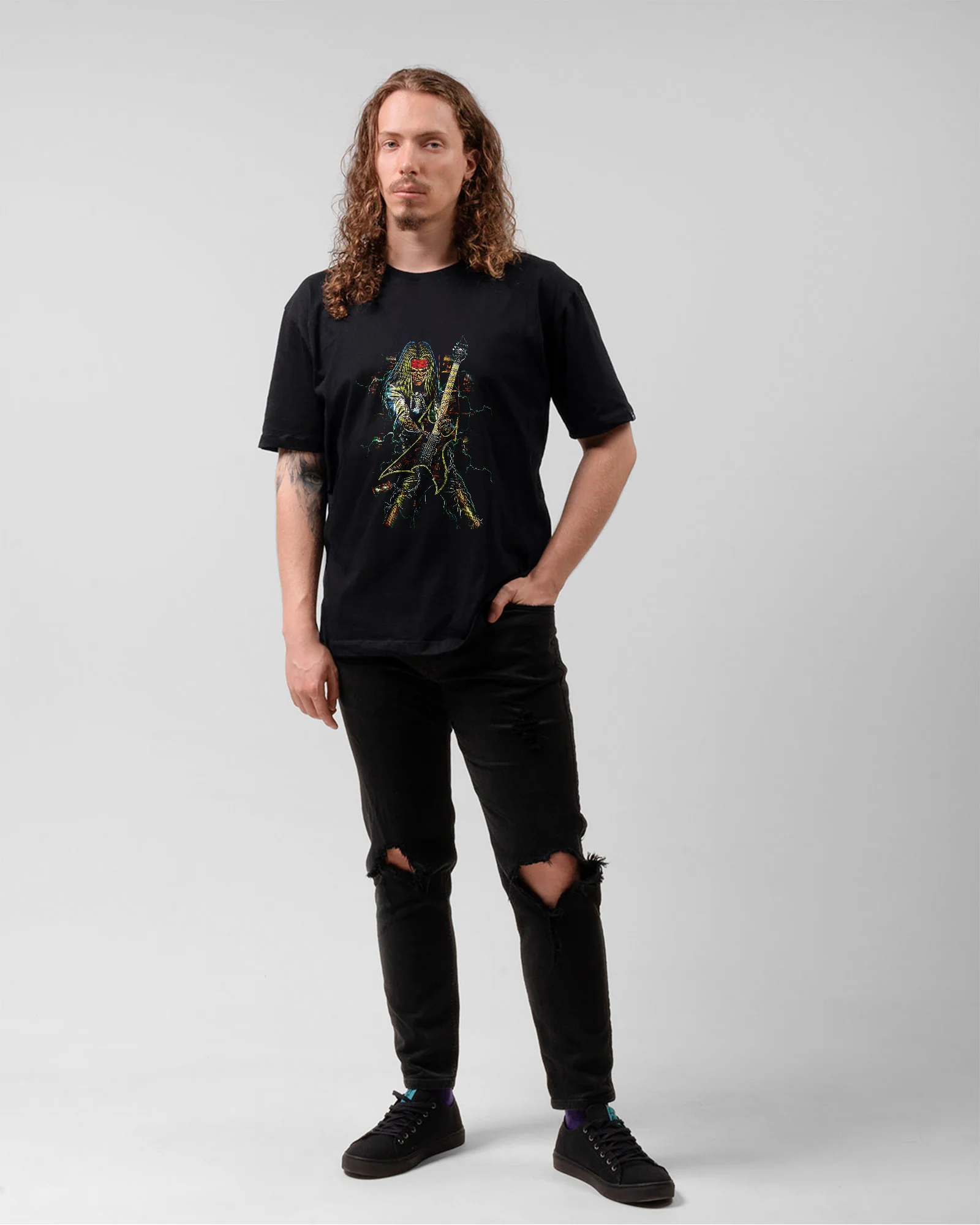 Camiseta Caveira Headbanger Guitarra Heavy Metal - Image 4