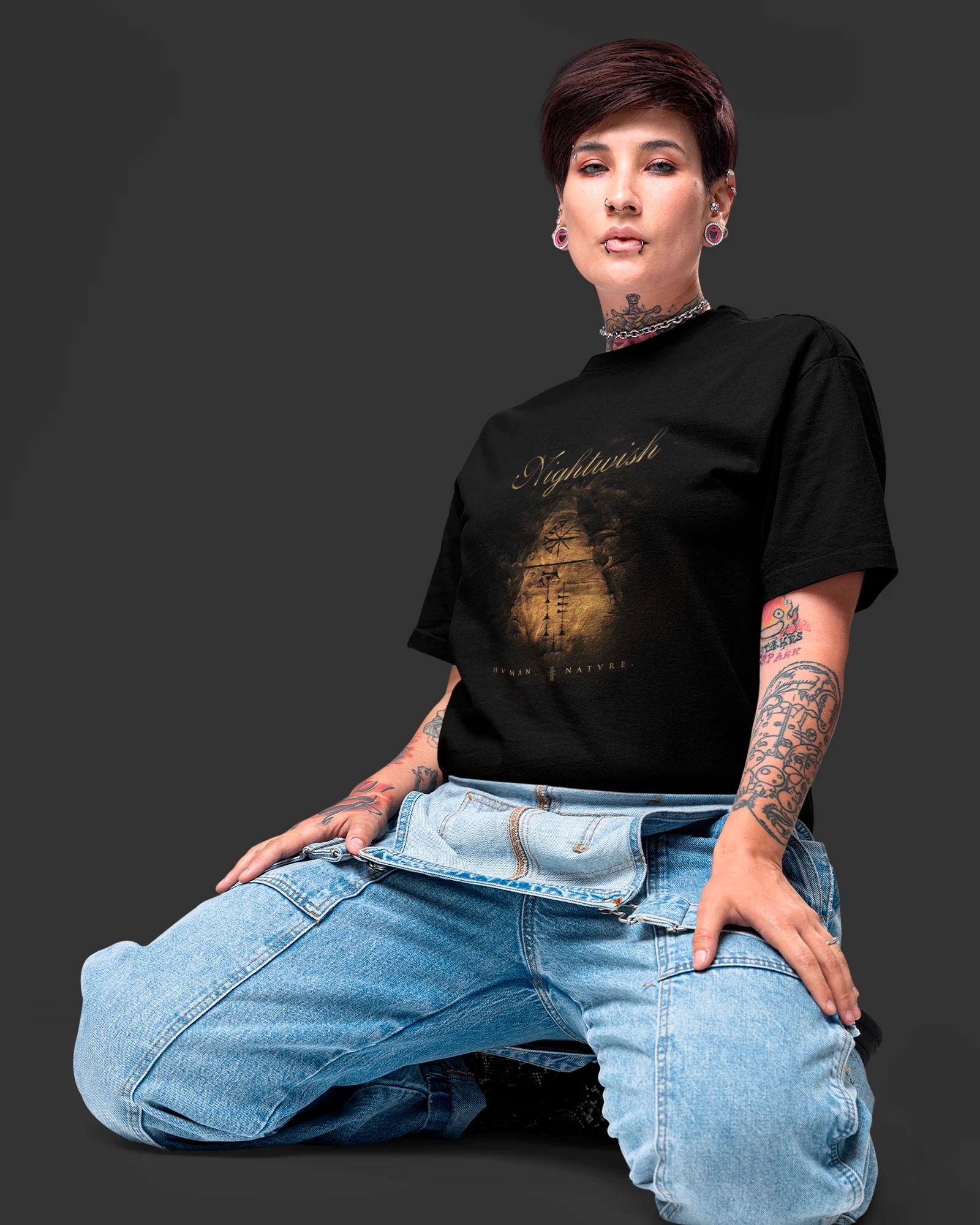 Camiseta Nightwish Human Nature Símbolos Preta Estampada - Image 2