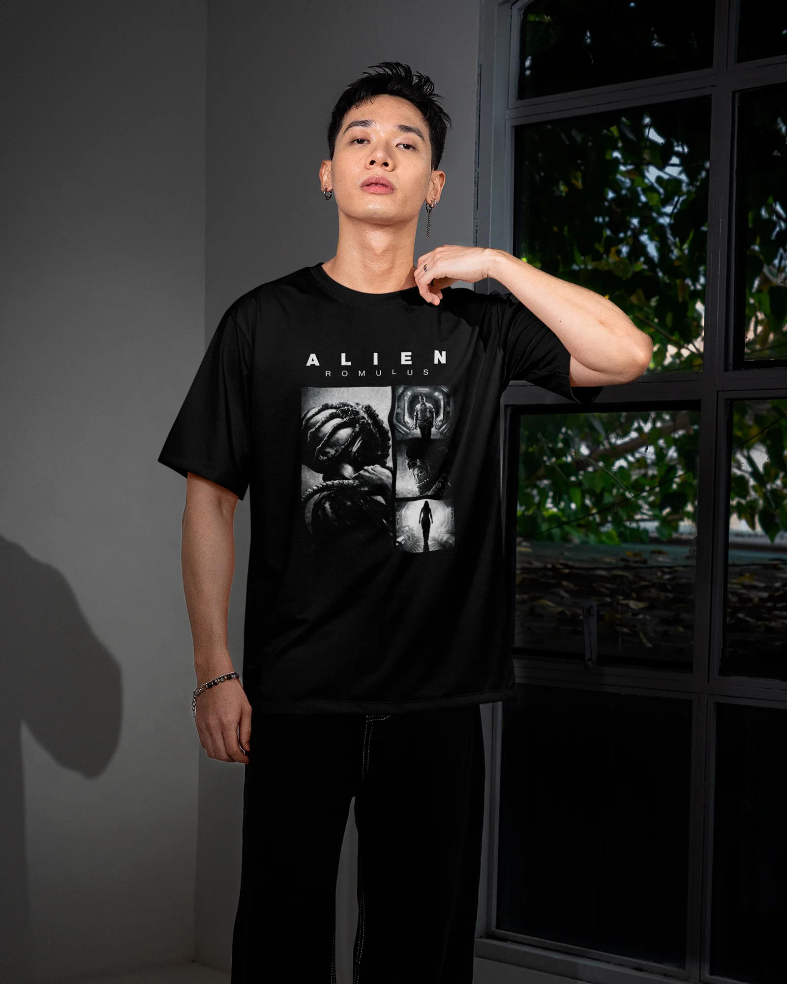 Camiseta Preta Alien Romulus Cenas Visuais Impactantes Unissex - Image 2