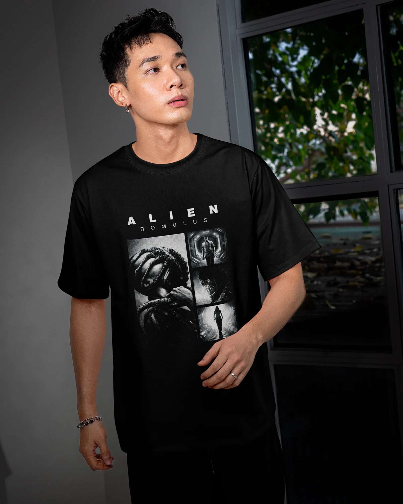 Camiseta Preta Alien Romulus Cenas Visuais Impactantes Unissex - Image 3