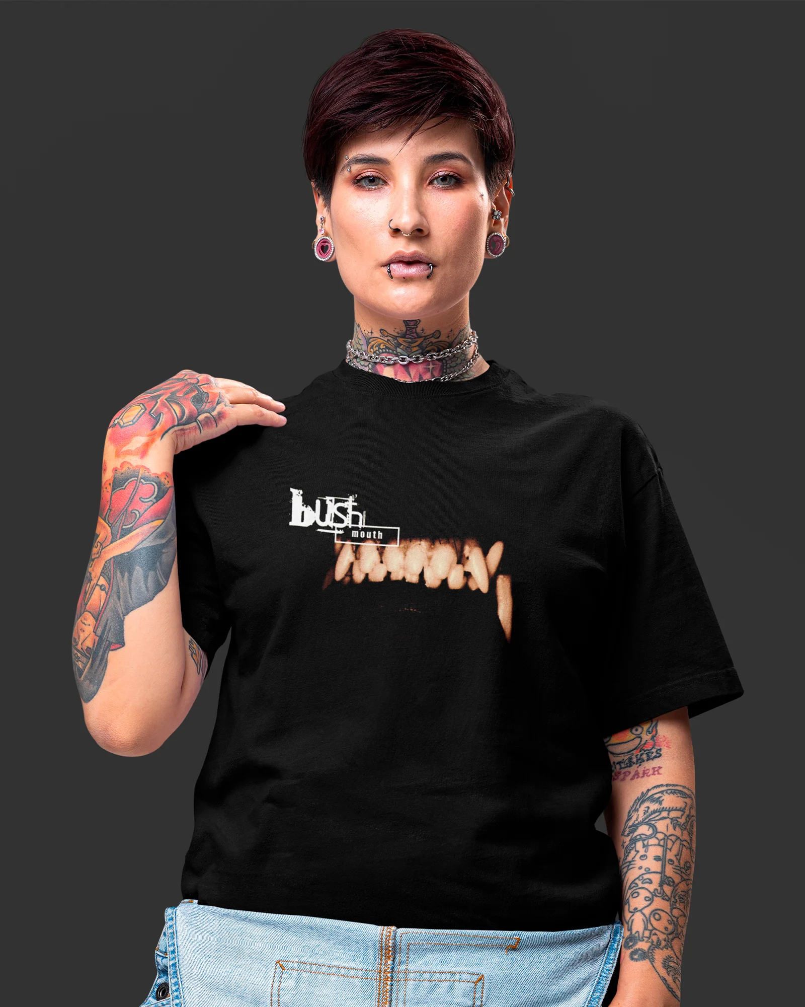 Camiseta Preta Bush Banda Mouth Dentes Rock - Image 2