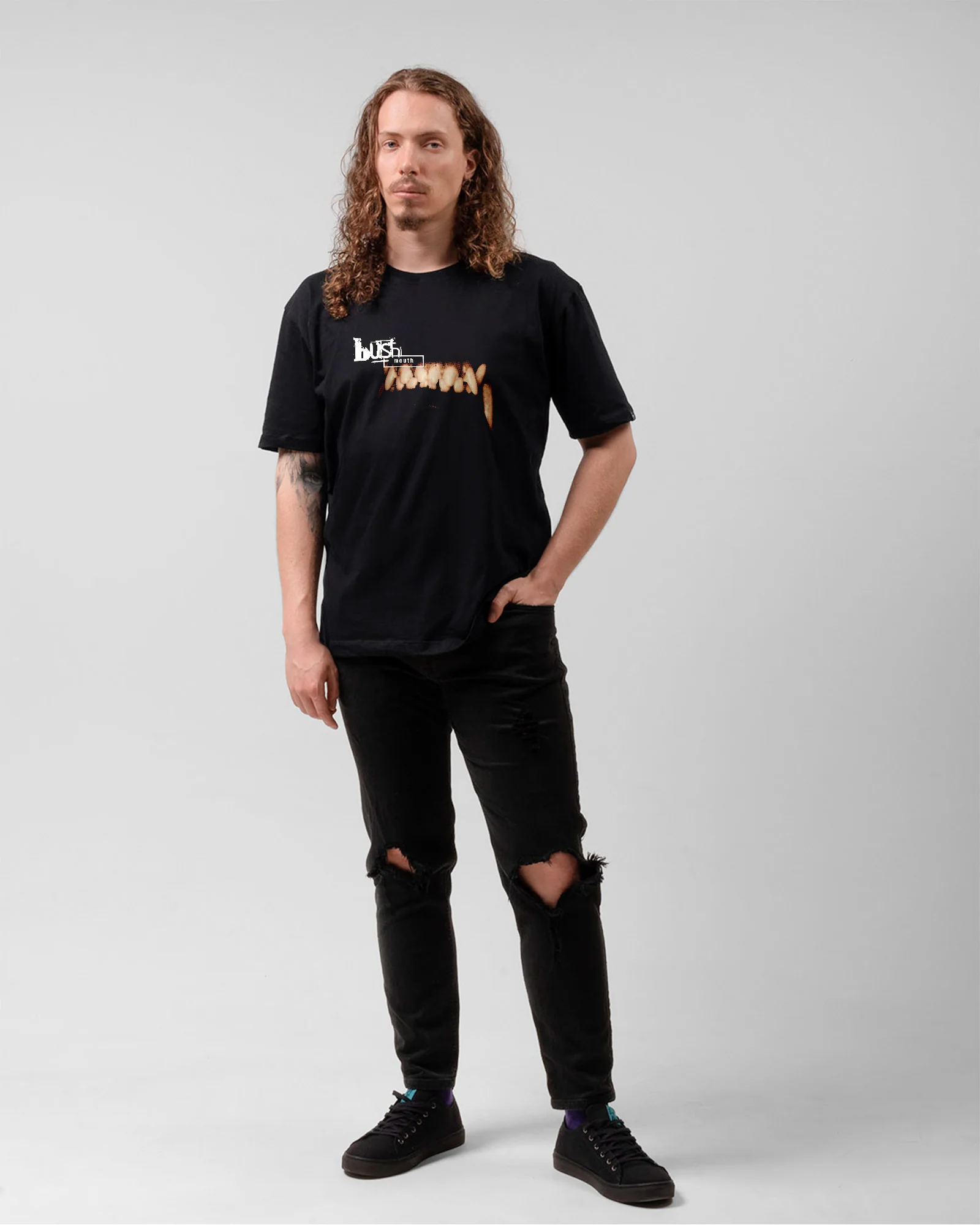 Camiseta Preta Bush Banda Mouth Dentes Rock - Image 5