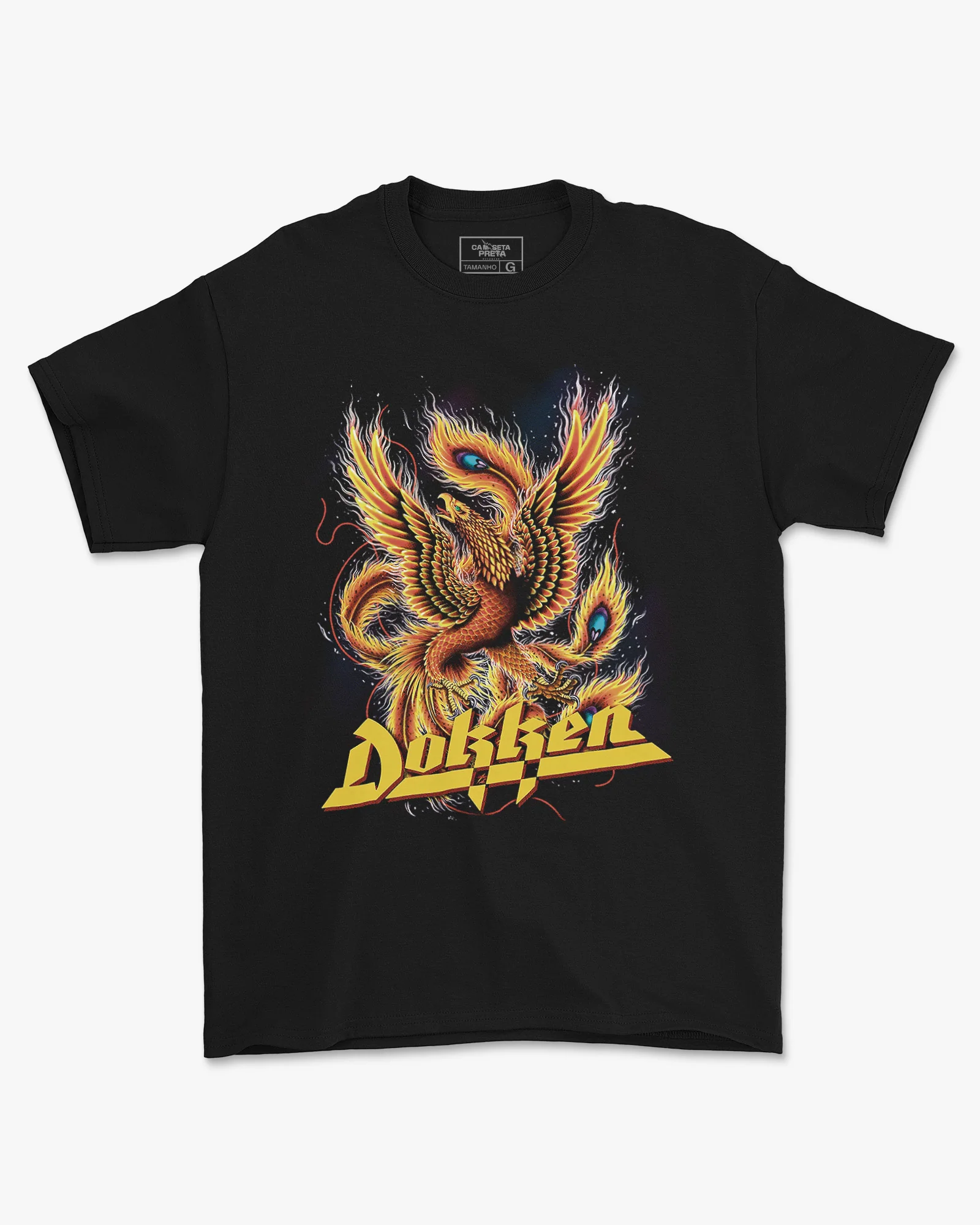 Camiseta Preta Dokken Fênix Unissex
