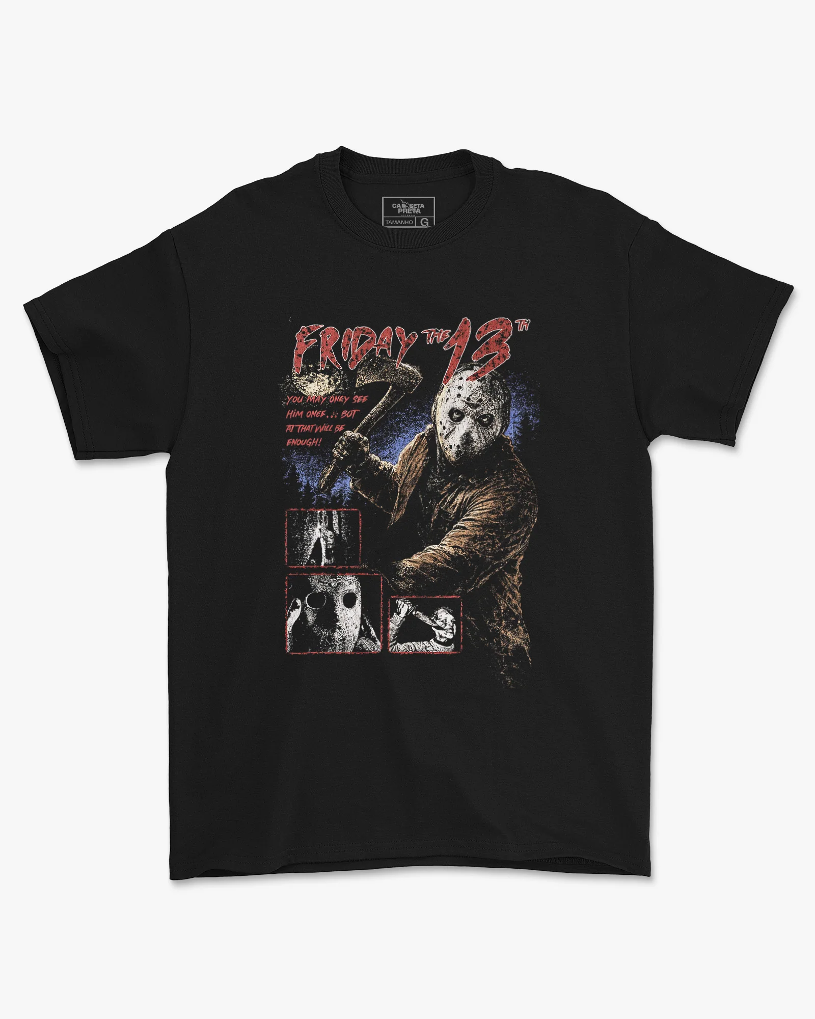 Camiseta Preta Friday the 13th Jason Voorhees Unissex