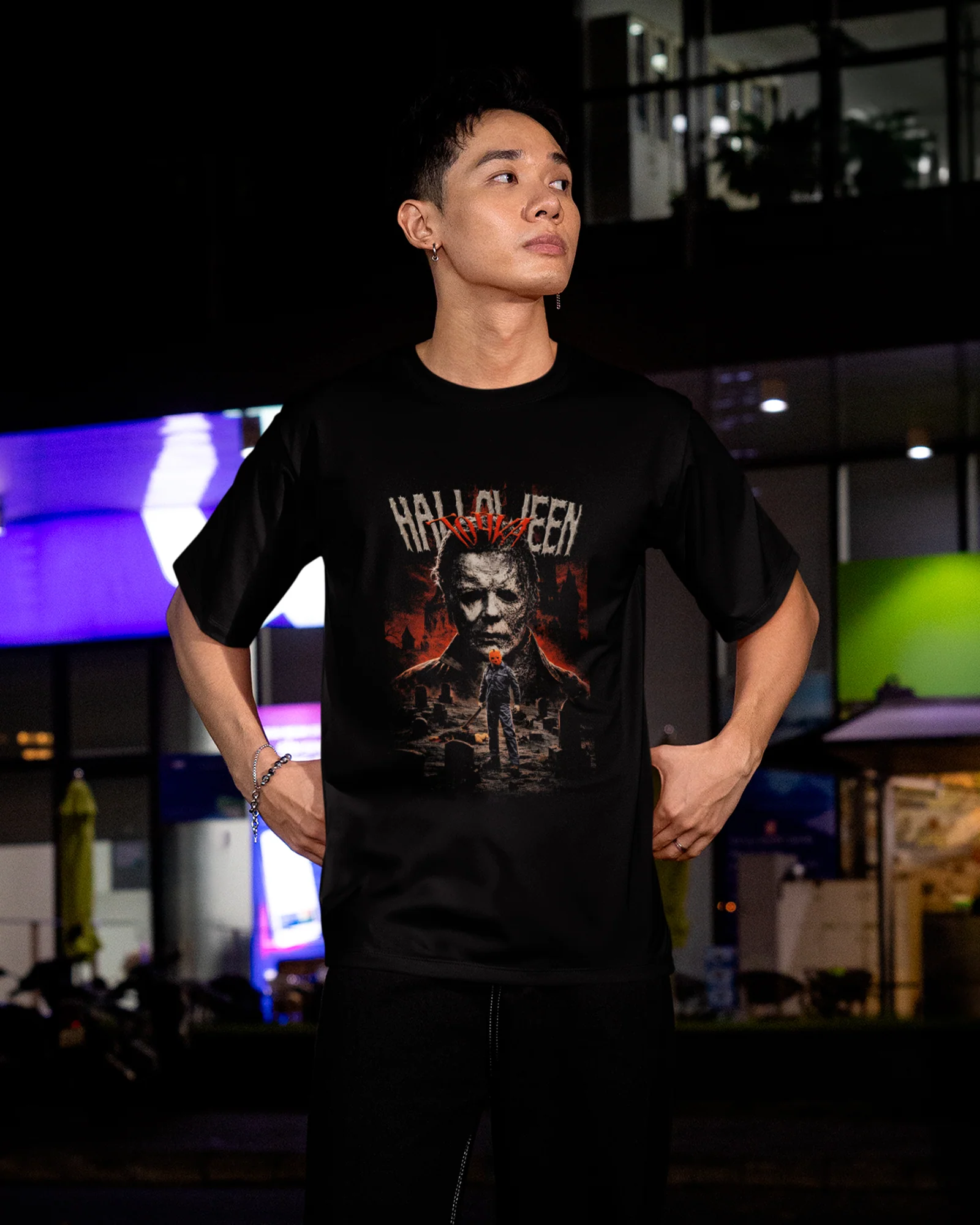 Camiseta Preta Halloween Cemitério Vilões Slasher Unissex - Image 3
