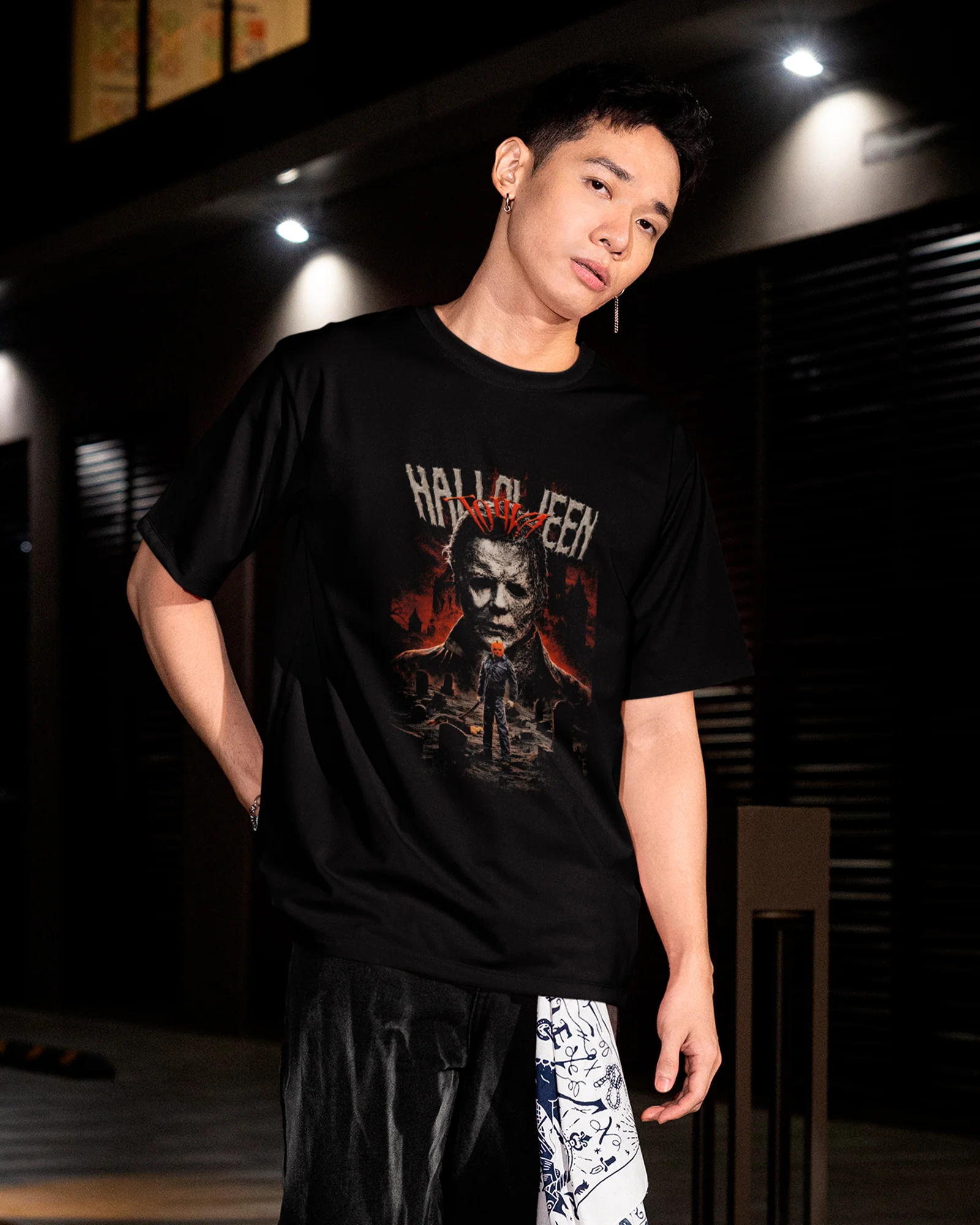 Camiseta Preta Halloween Cemitério Vilões Slasher Unissex - Image 4