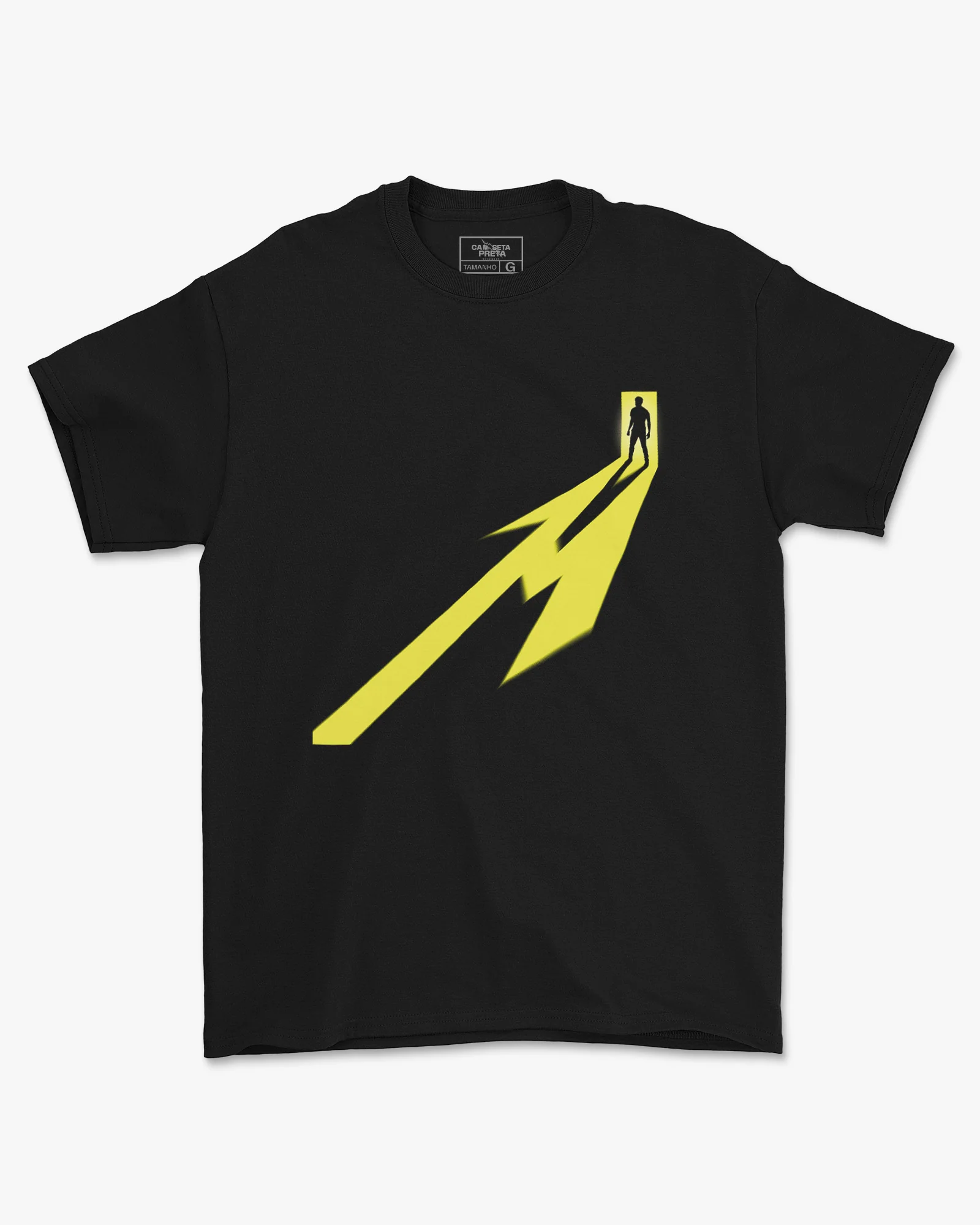 Camiseta Preta Metallica Luz Homem Porta M