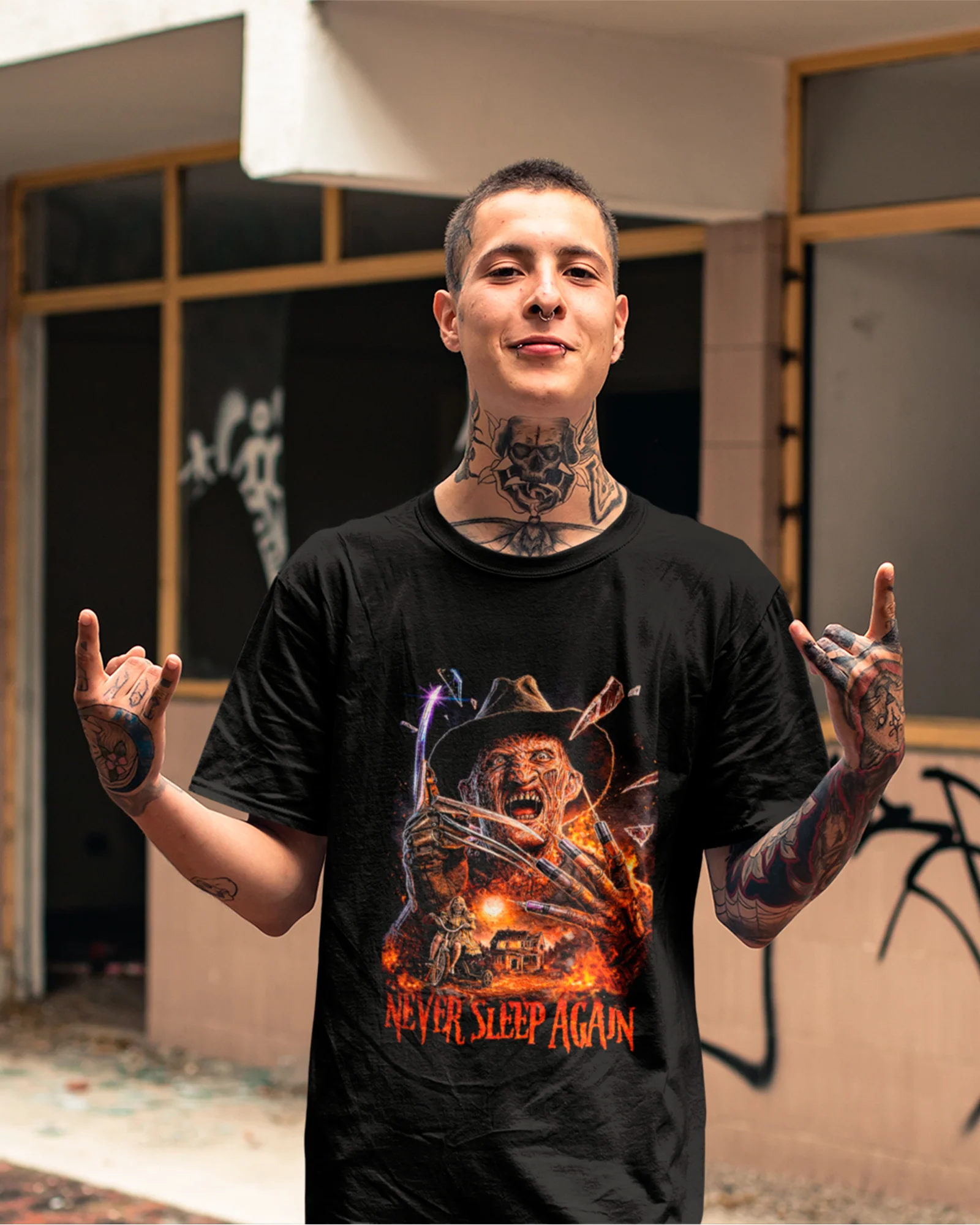 Camiseta Preta Never Sleep Again Nightmare Horror Unissex - Image 3