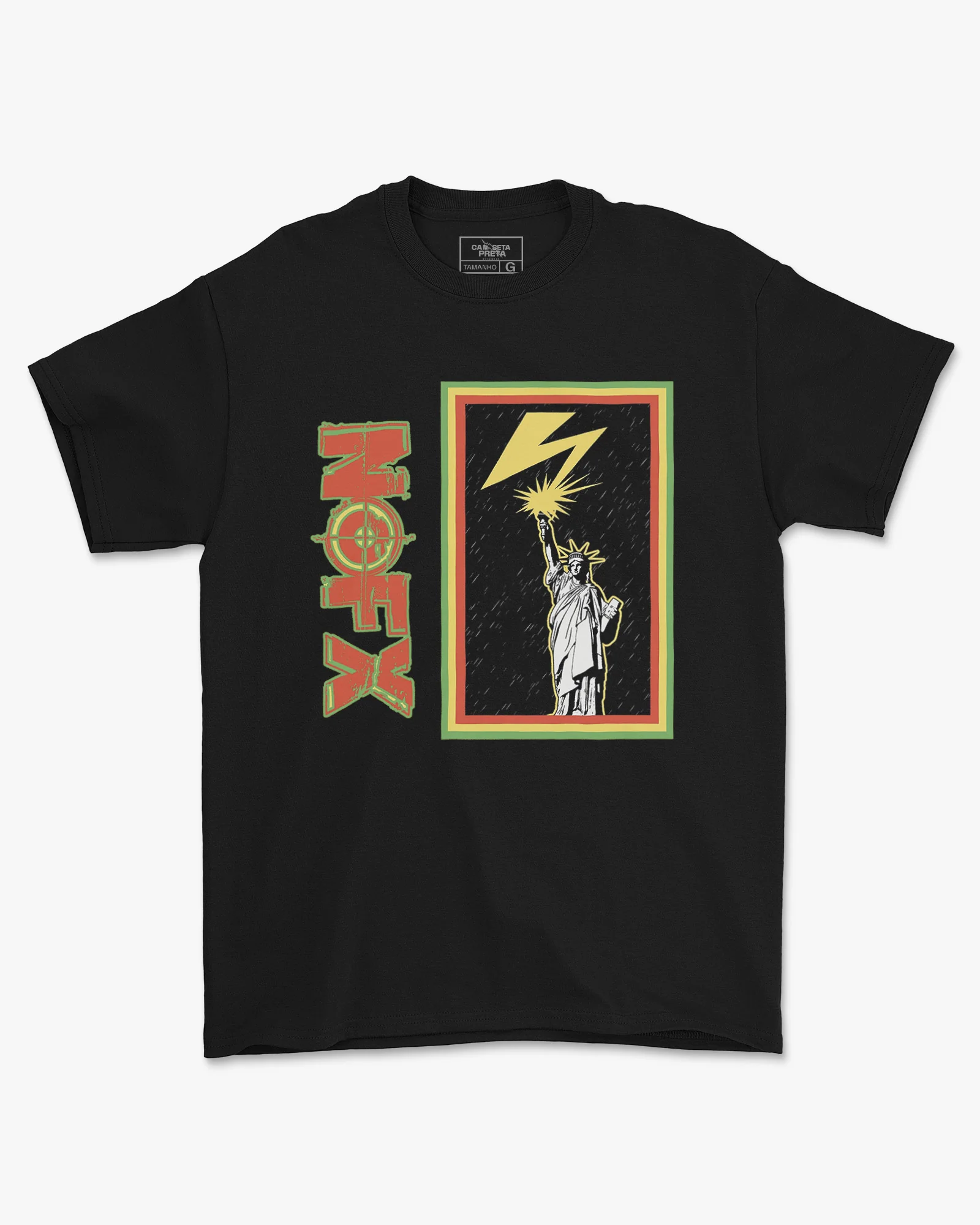Camiseta Preta NOFX Raio Estátua da Liberdade Punk