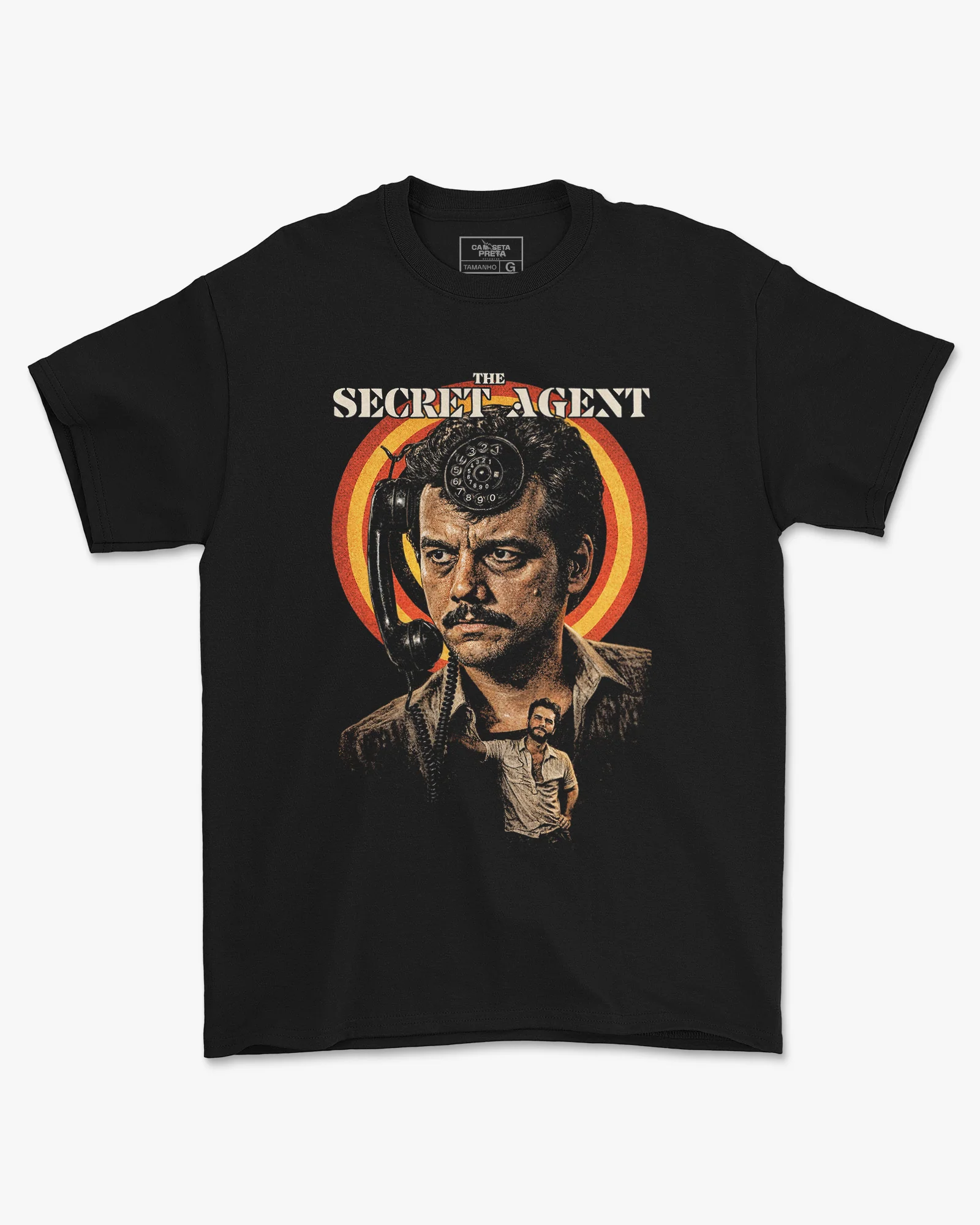 Camiseta Preta O Agente Secreto Filme 2025 Suspense e Ação Unissex