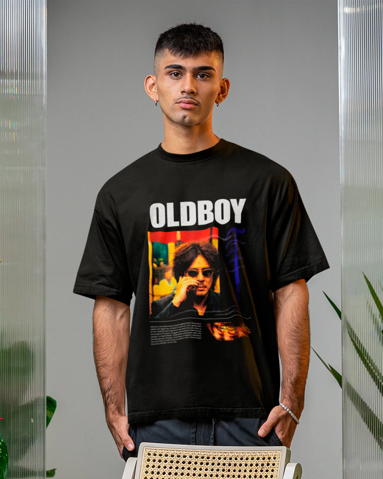 Camiseta Preta Oldboy Martelo Oh Dae-su Estilo Vingança Cult Unissex - Image 3