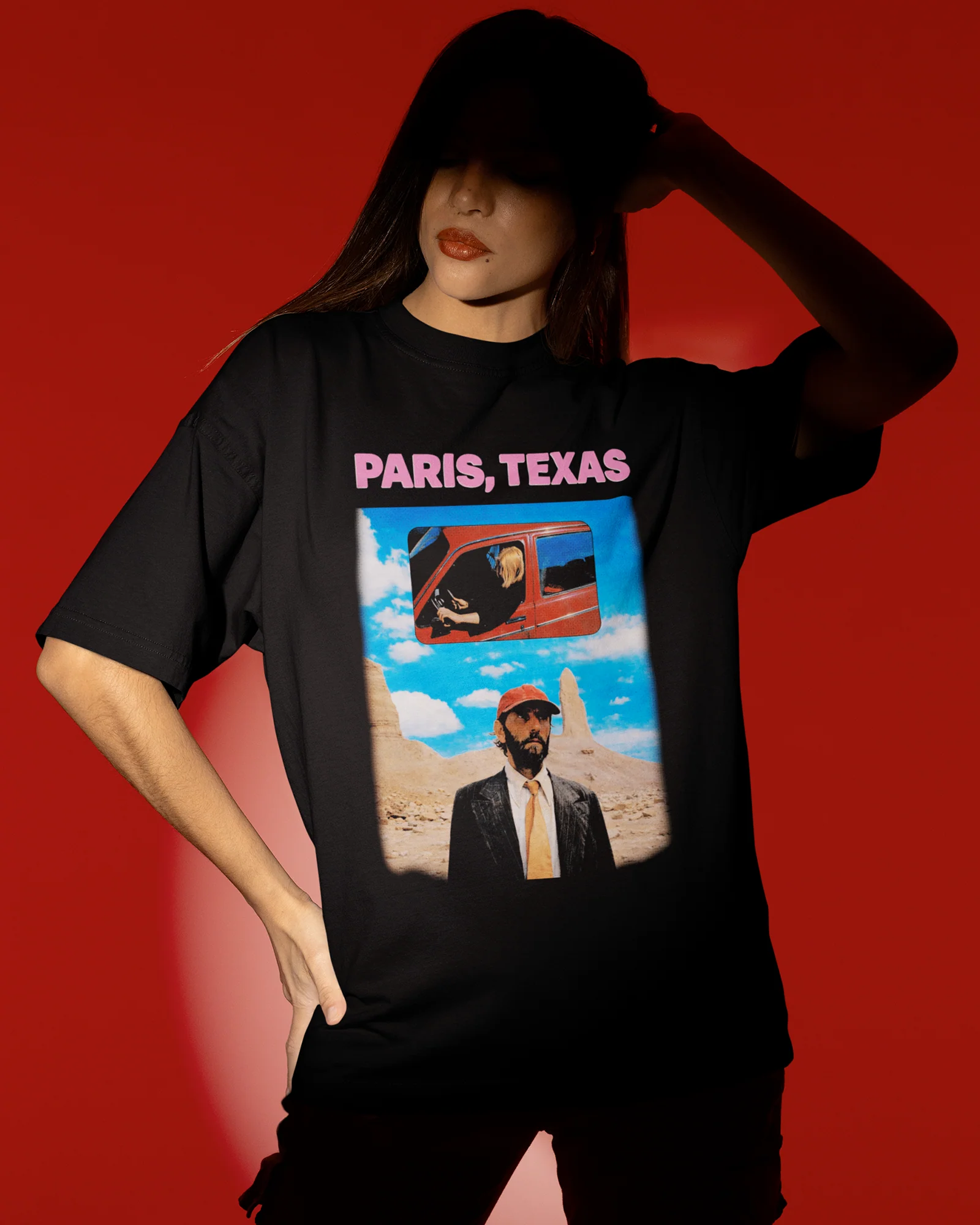 Camiseta Preta Paris, Texas Estética Desértica e Poética Unissex - Image 2