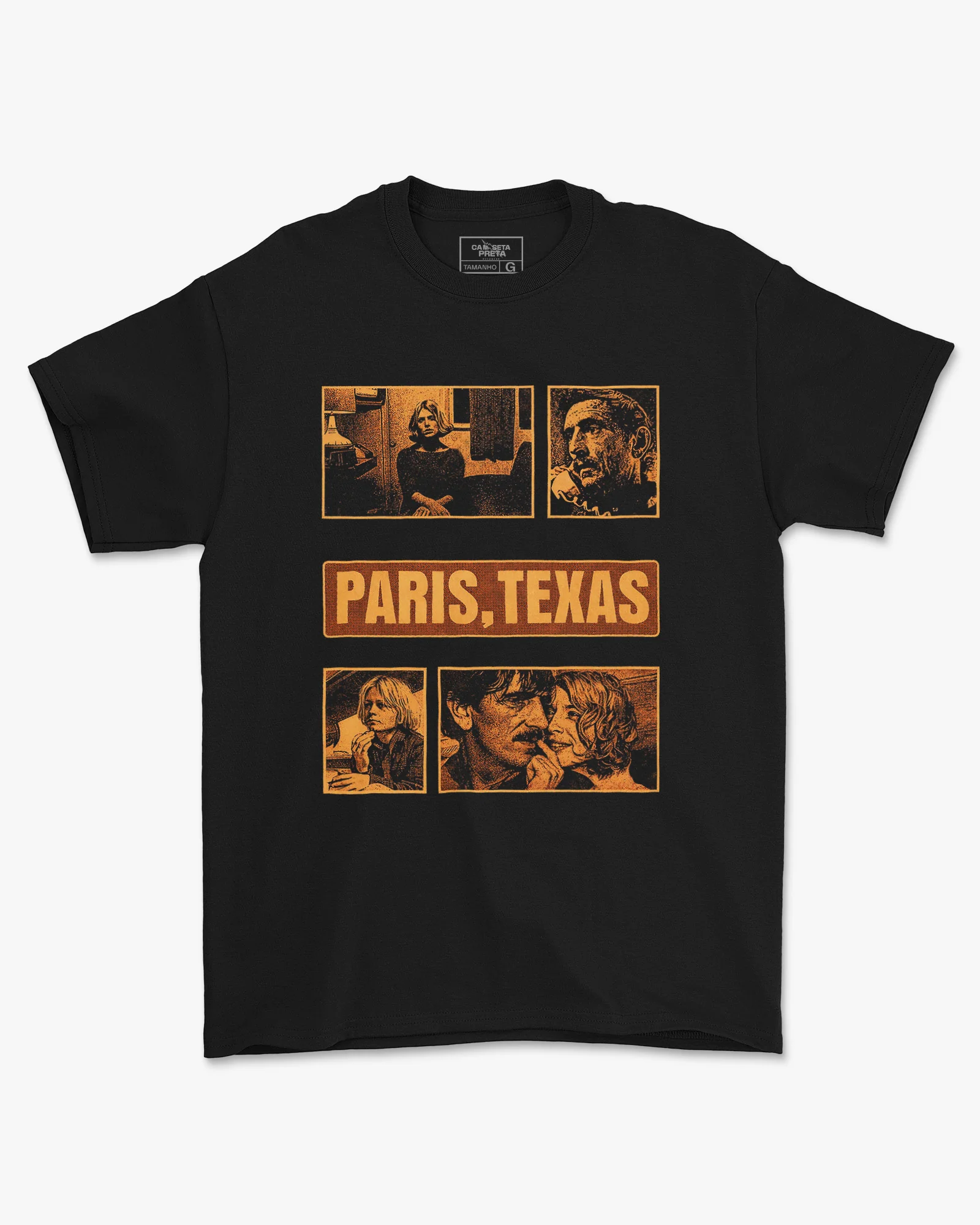 Camiseta Preta Paris, Texas Estética Vintage Quadros Unissex