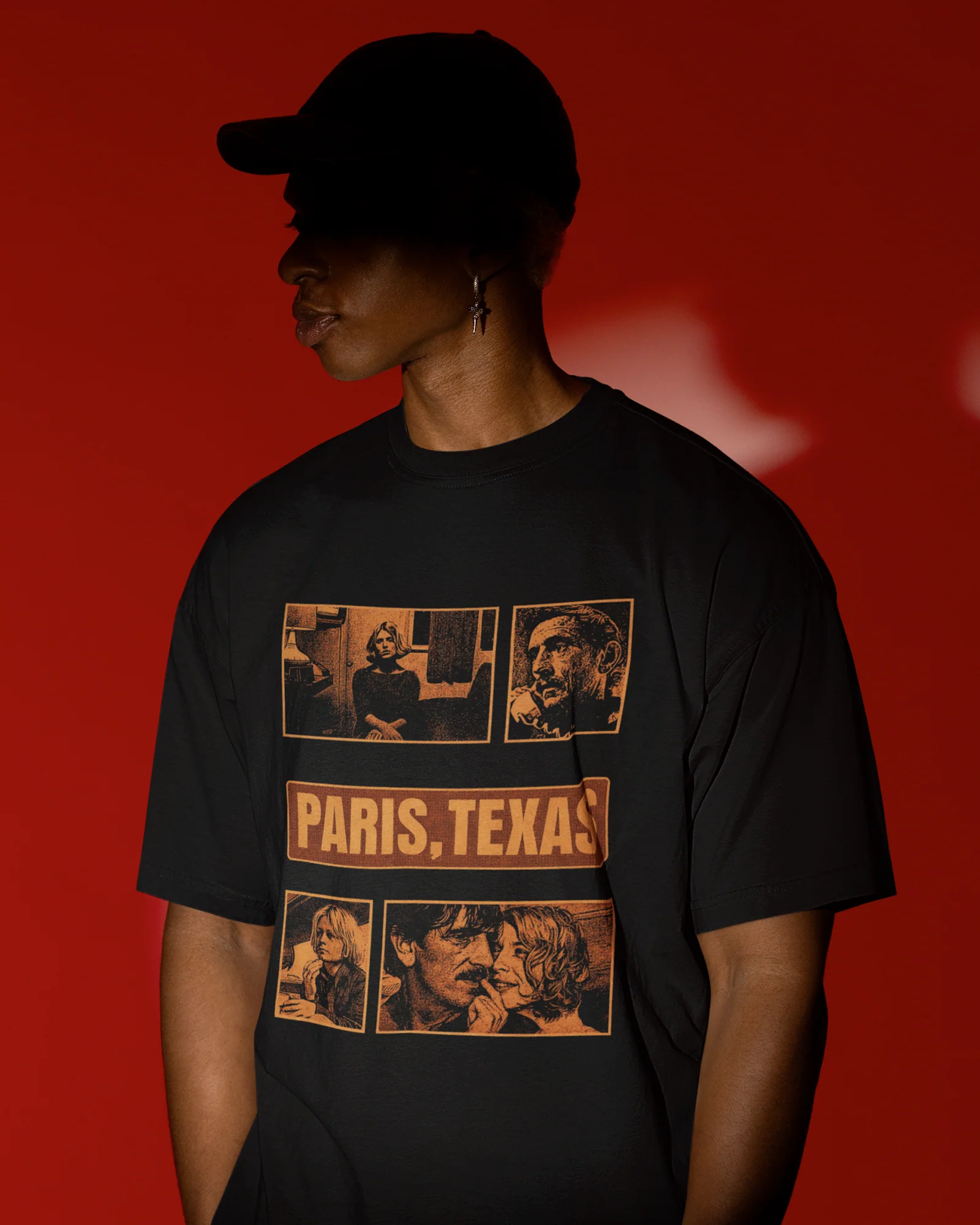 Camiseta Preta Paris, Texas Estética Vintage Quadros Unissex - Image 4