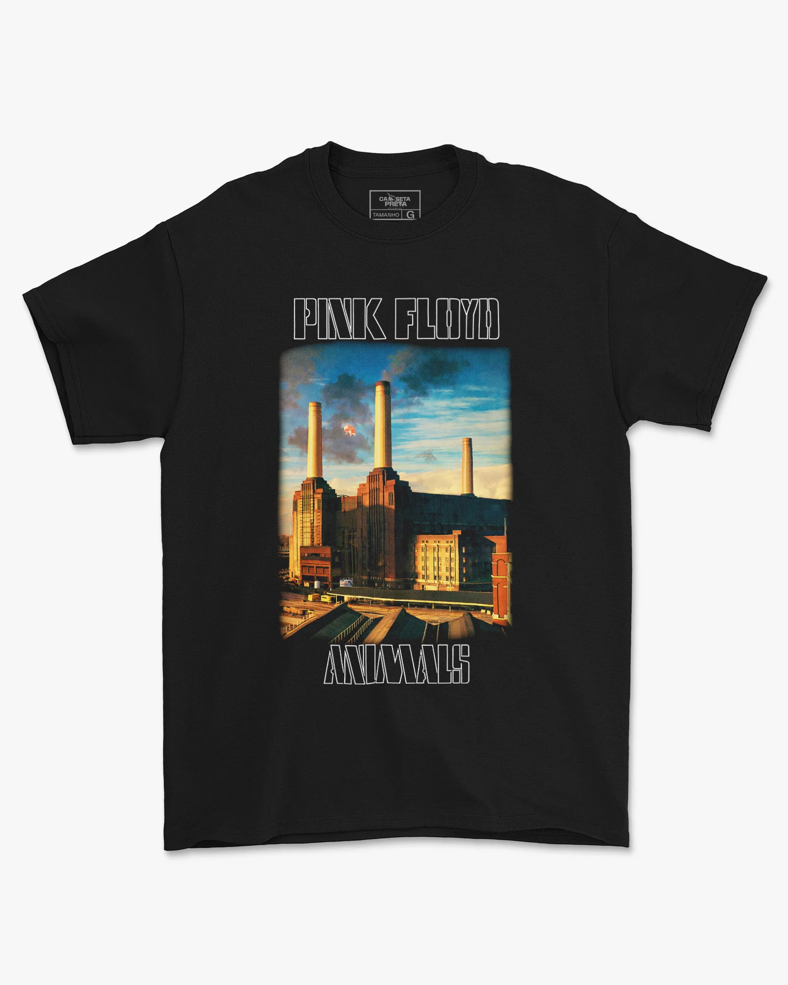 Camiseta Preta Pink Floyd Animals Rock Progressivo 70s Unissex