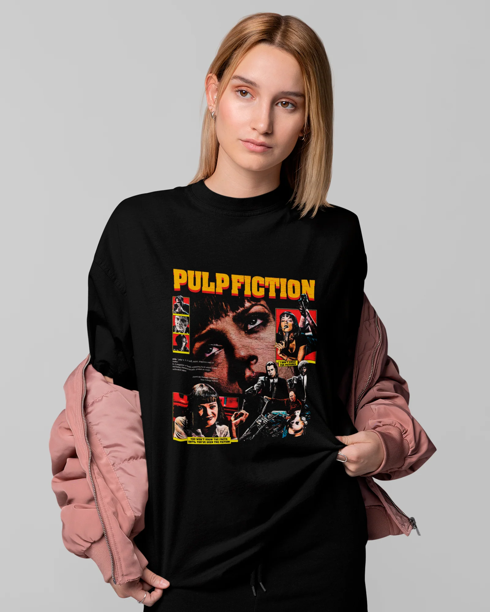 Camiseta Preta Pulp Fiction Mia Wallace Estampa Filme Cult Unissex - Image 3