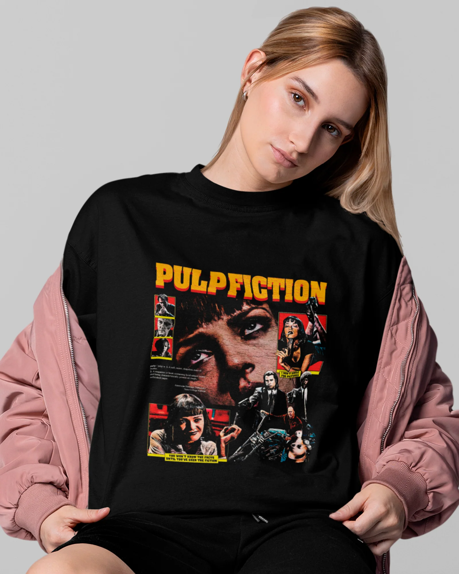 Camiseta Preta Pulp Fiction Mia Wallace Estampa Filme Cult Unissex - Image 4