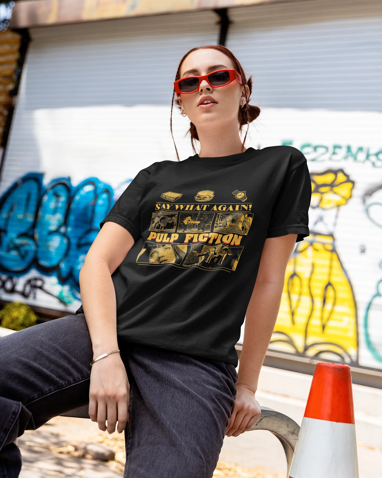Camiseta Preta Pulp Fiction Say What Again Unissex - Image 2