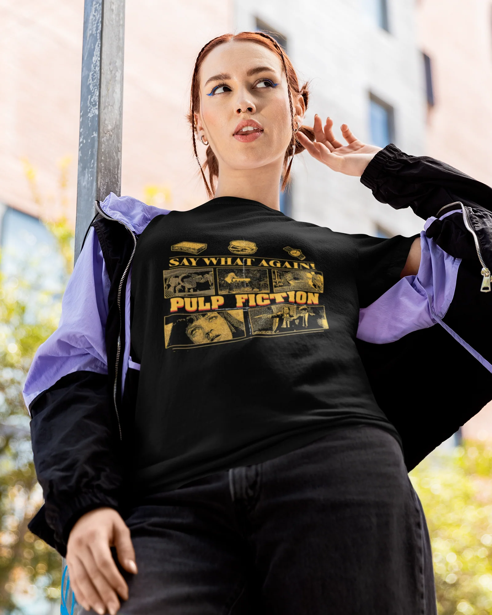 Camiseta Preta Pulp Fiction Say What Again Unissex - Image 4