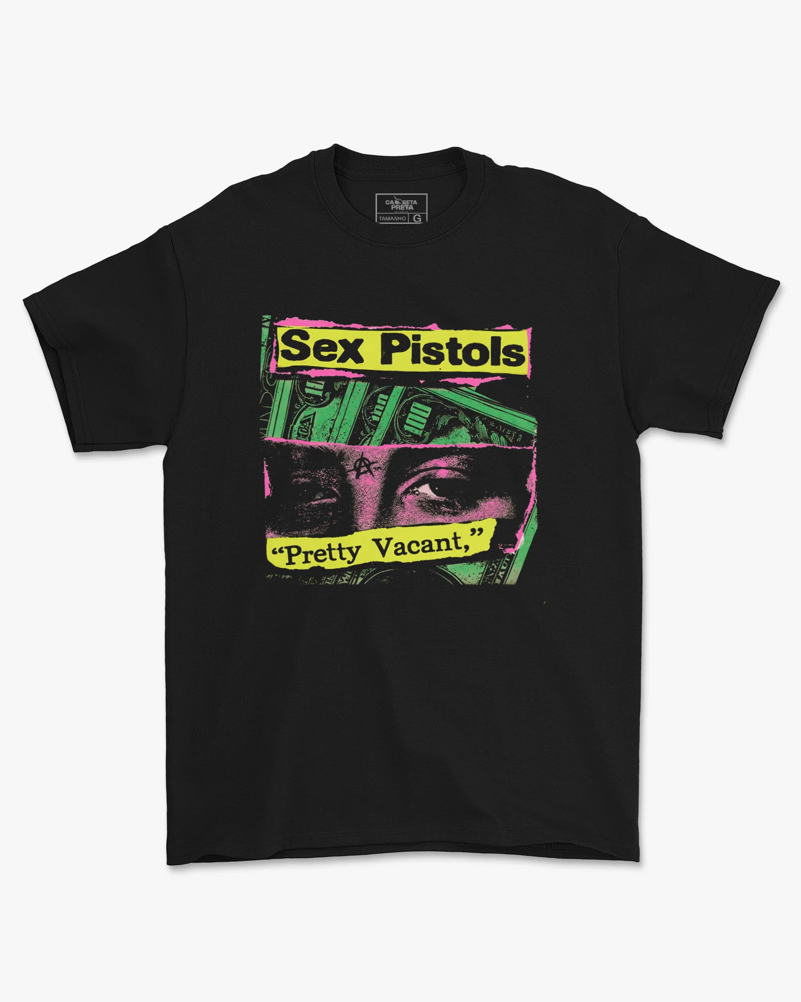 Camiseta Preta Sex Pistols Pretty Vacant Punk Rock