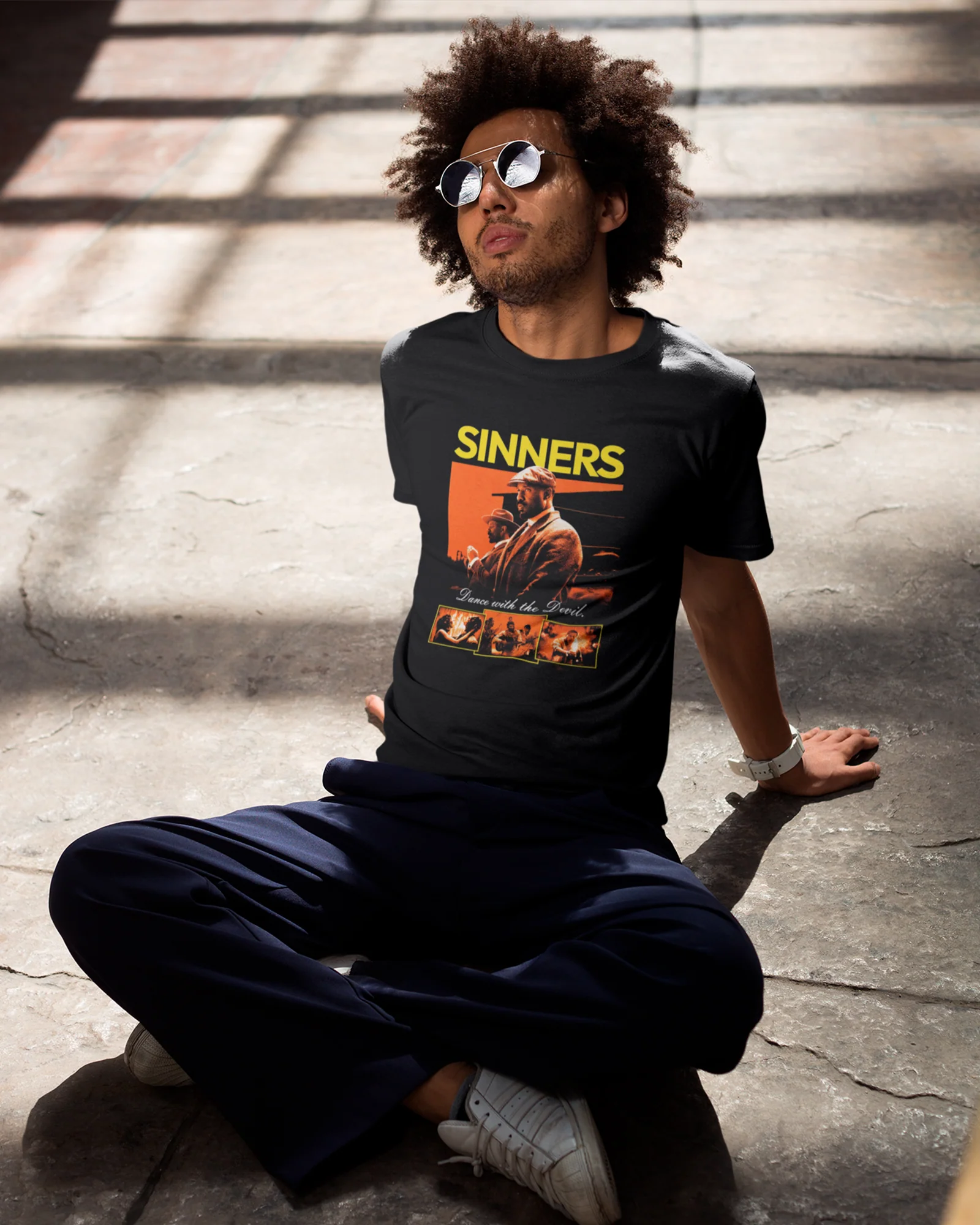 Camiseta Preta Sinners Dance with the Devil Unissex - Image 4