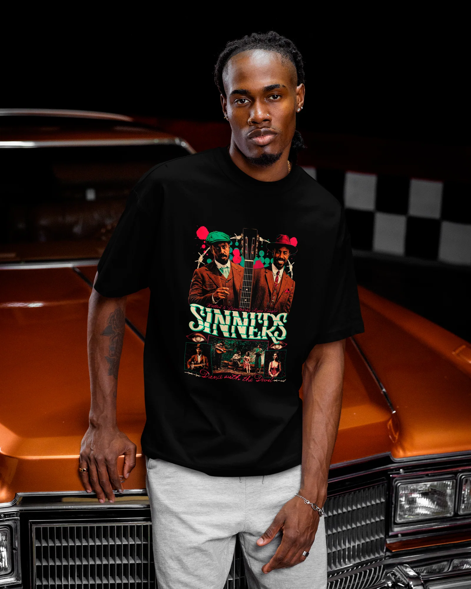 Camiseta Preta Sinners Protagonistas Violão Unissex - Image 2