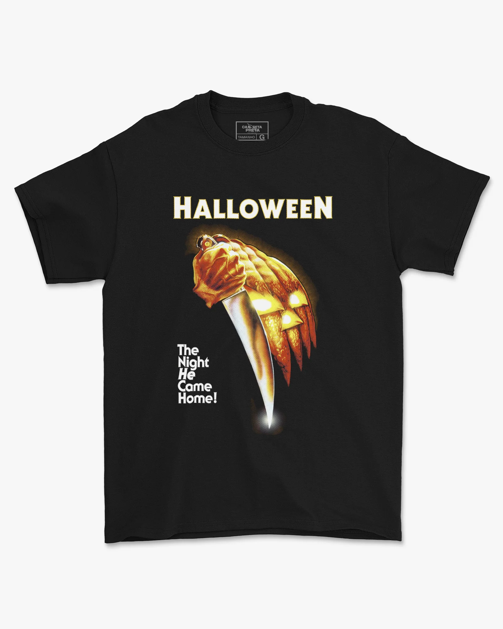 Camiseta Preta Slasher Halloween Dark Knife Unissex