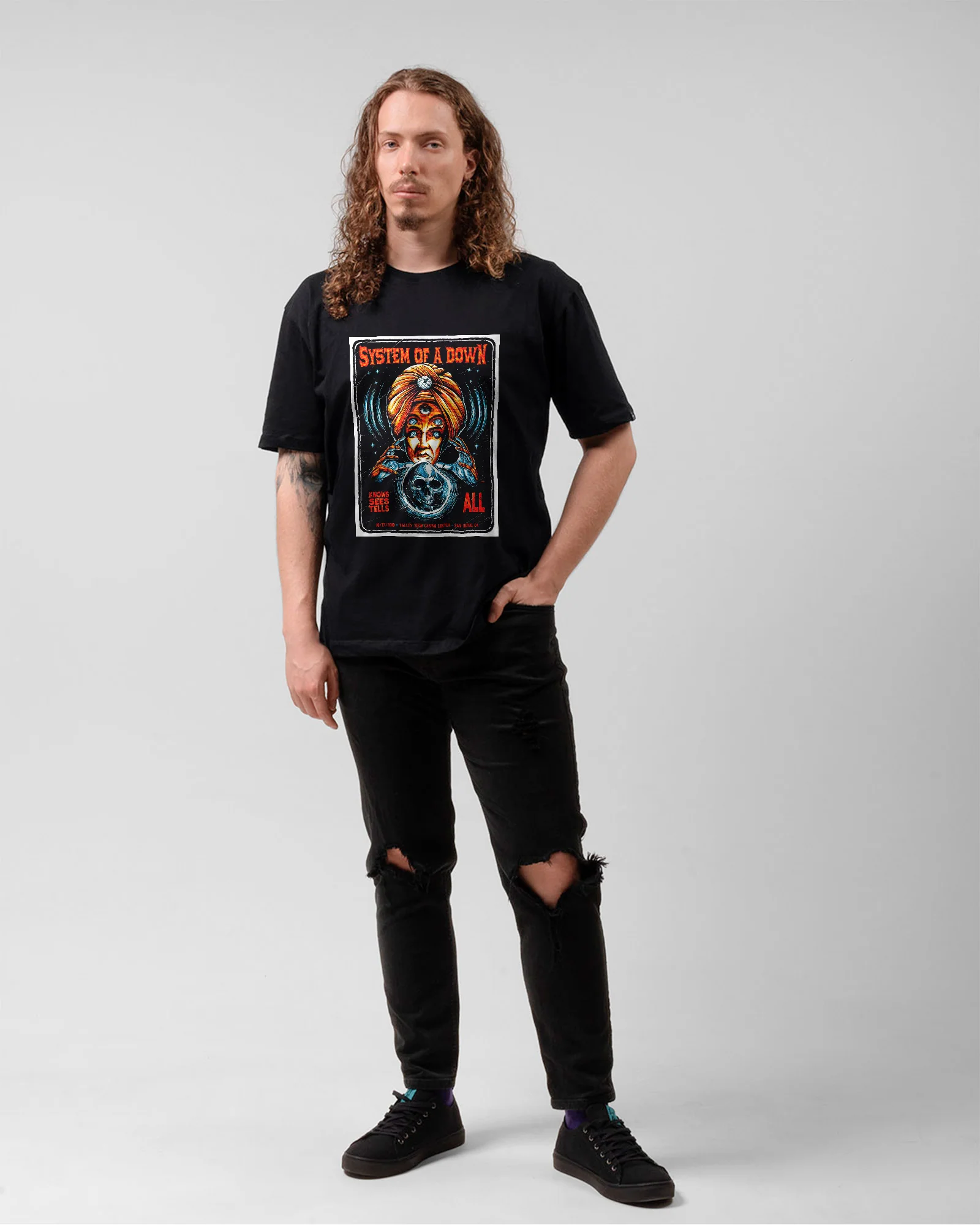 Camiseta Preta System of a Down Knows Sees Tells - Image 5