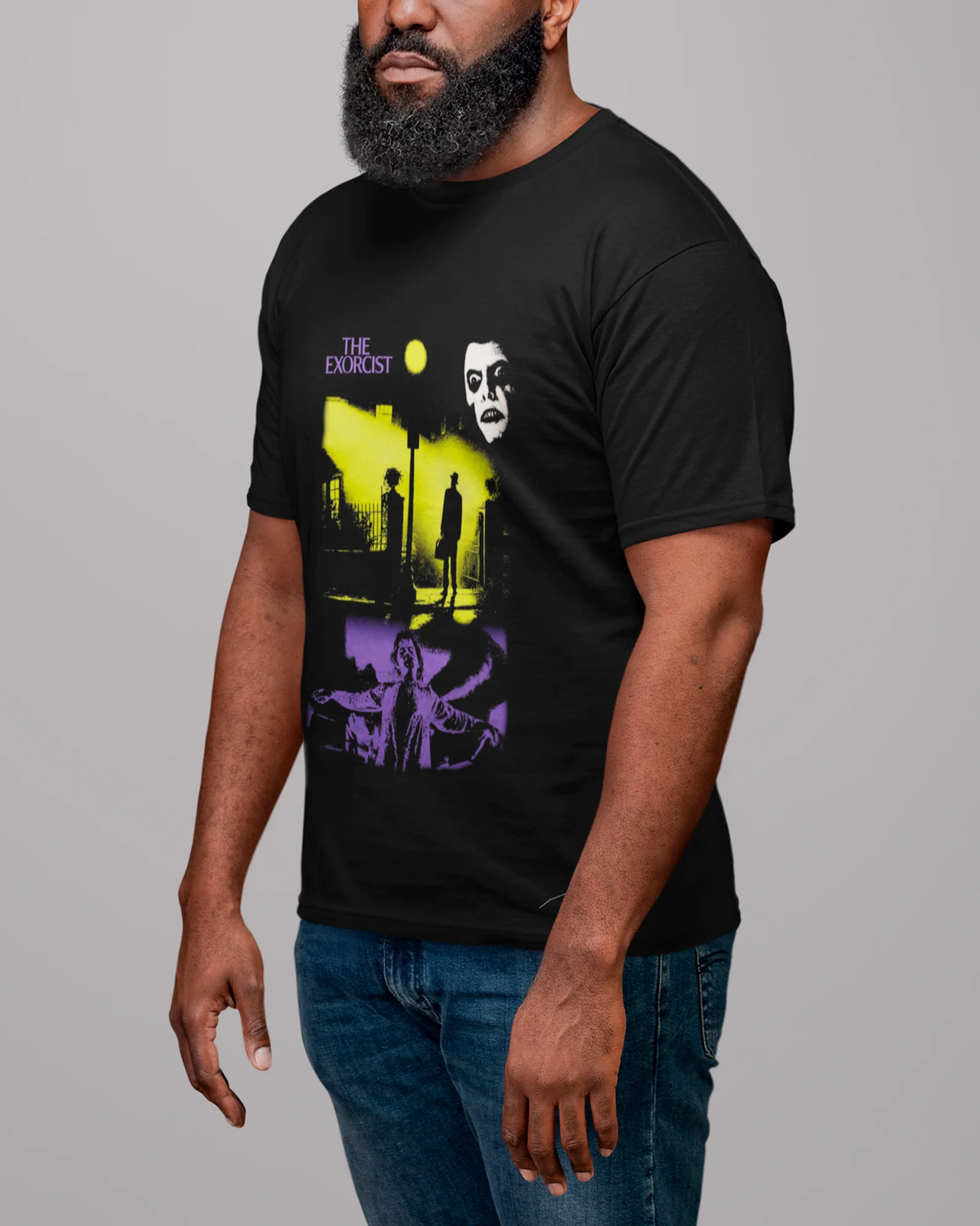 Camiseta Preta The Exorcist Cena da Casa Horror Unissex - Image 3