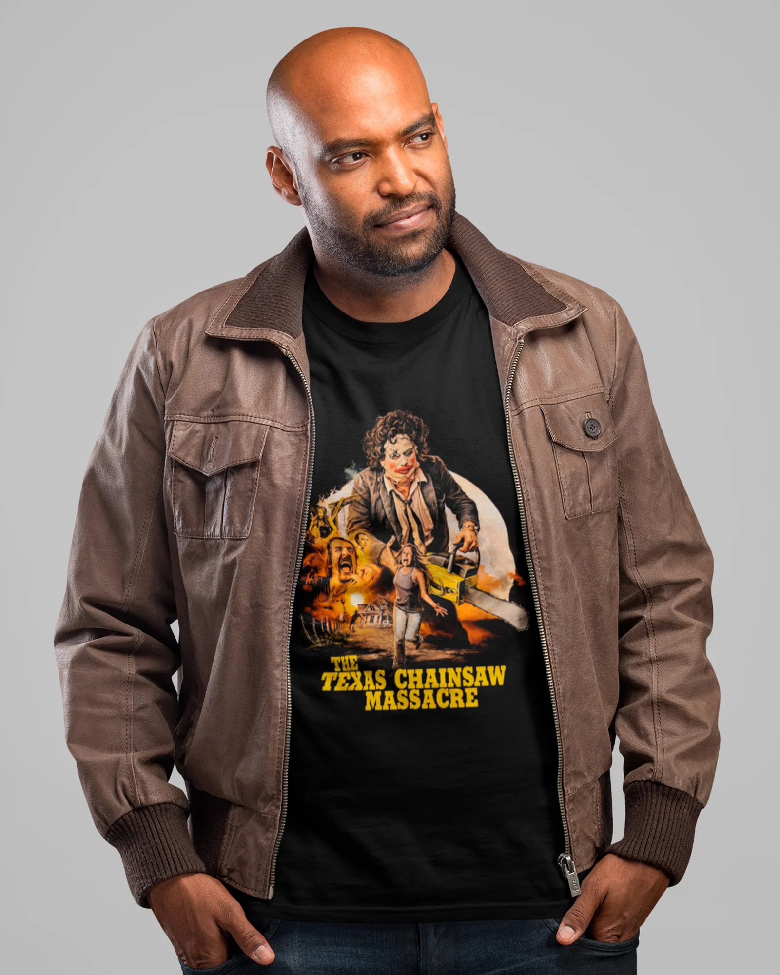 Camiseta Preta The Texas Chainsaw Massacre Personagens Unissex - Image 2