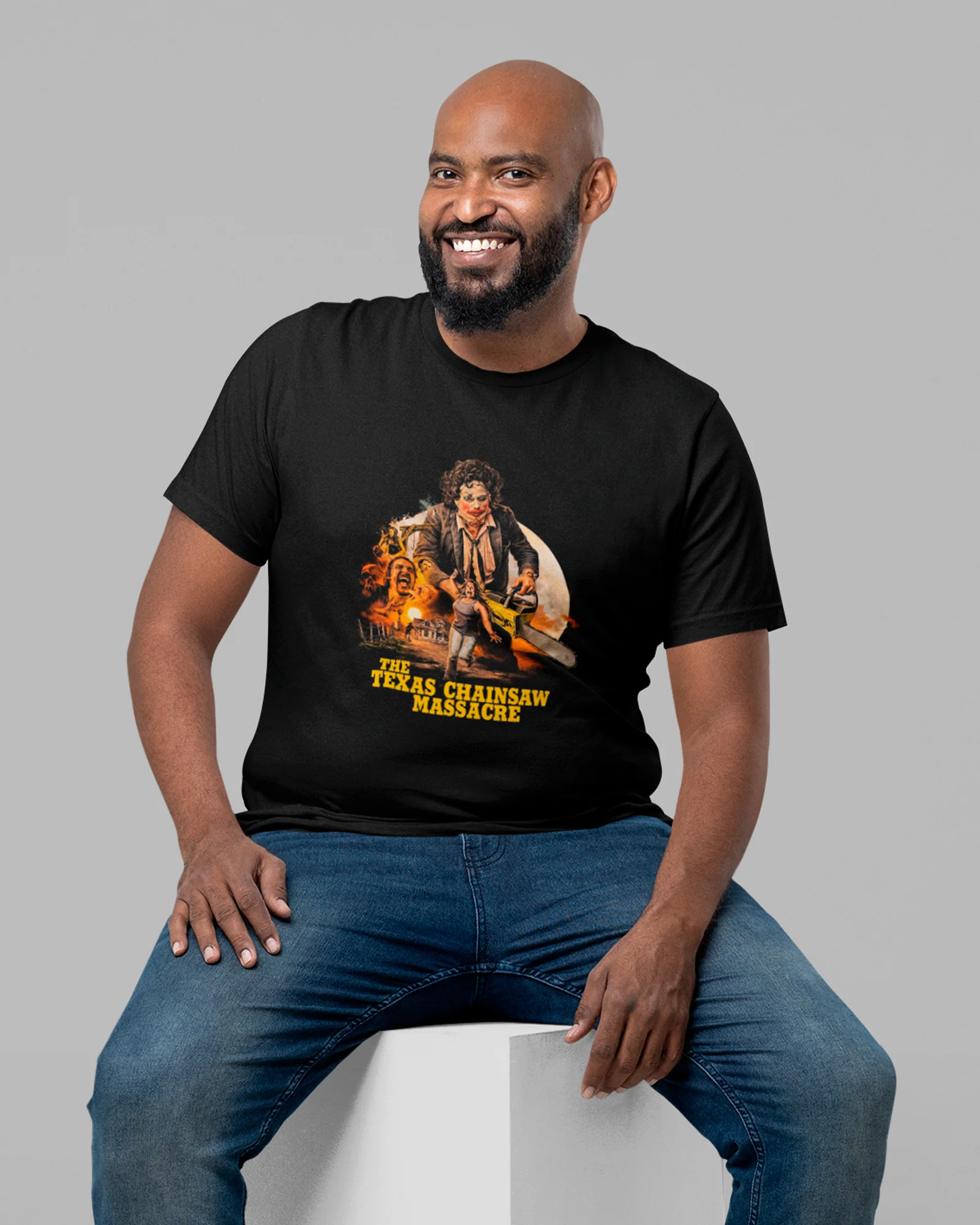 Camiseta Preta The Texas Chainsaw Massacre Personagens Unissex - Image 3