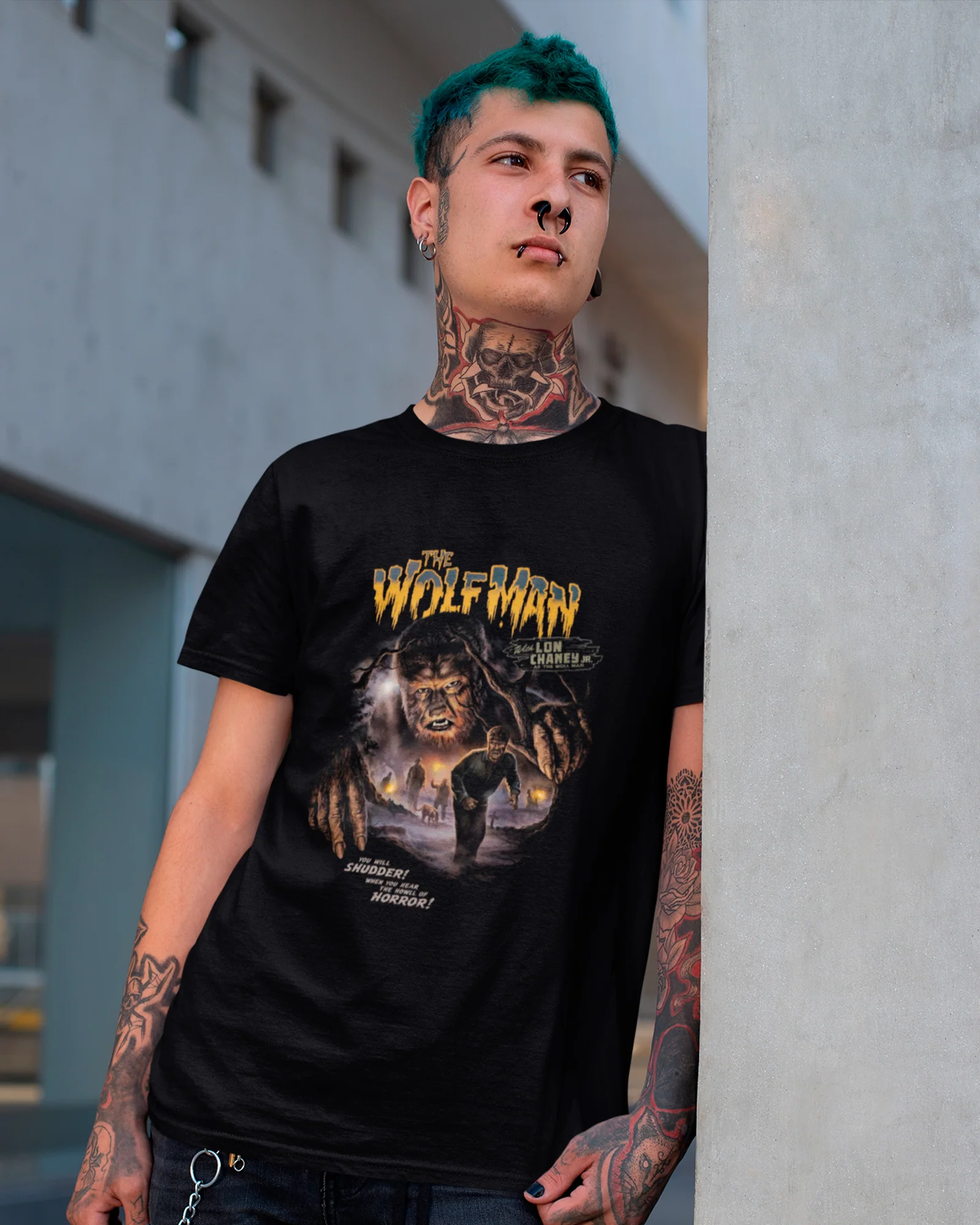 Camiseta Preta The Wolf Man Lobisomem Clássico Unissex - Image 3