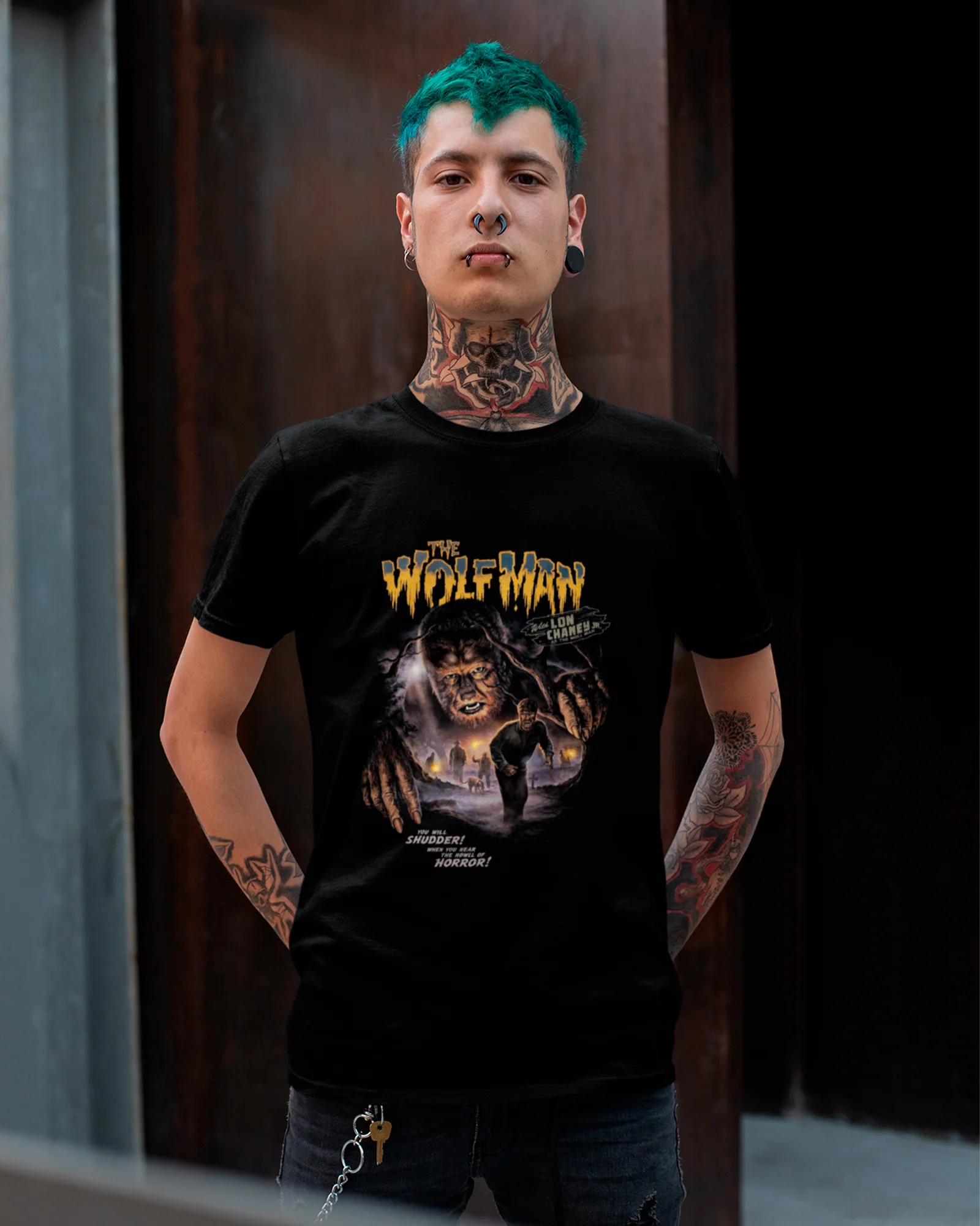 Camiseta Preta The Wolf Man Lobisomem Clássico Unissex - Image 4