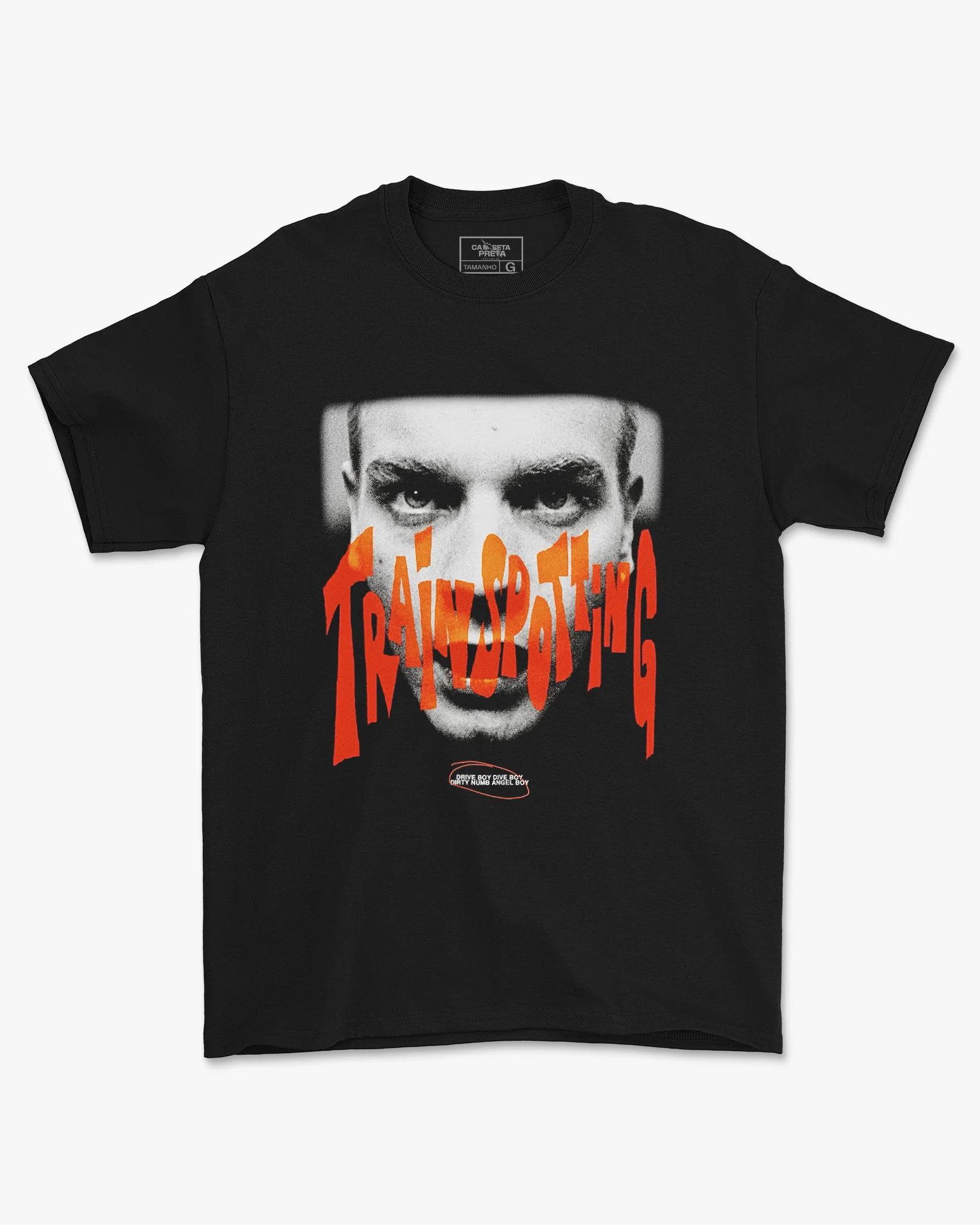 Camiseta Preta Trainspotting Cultura Underground Unissex