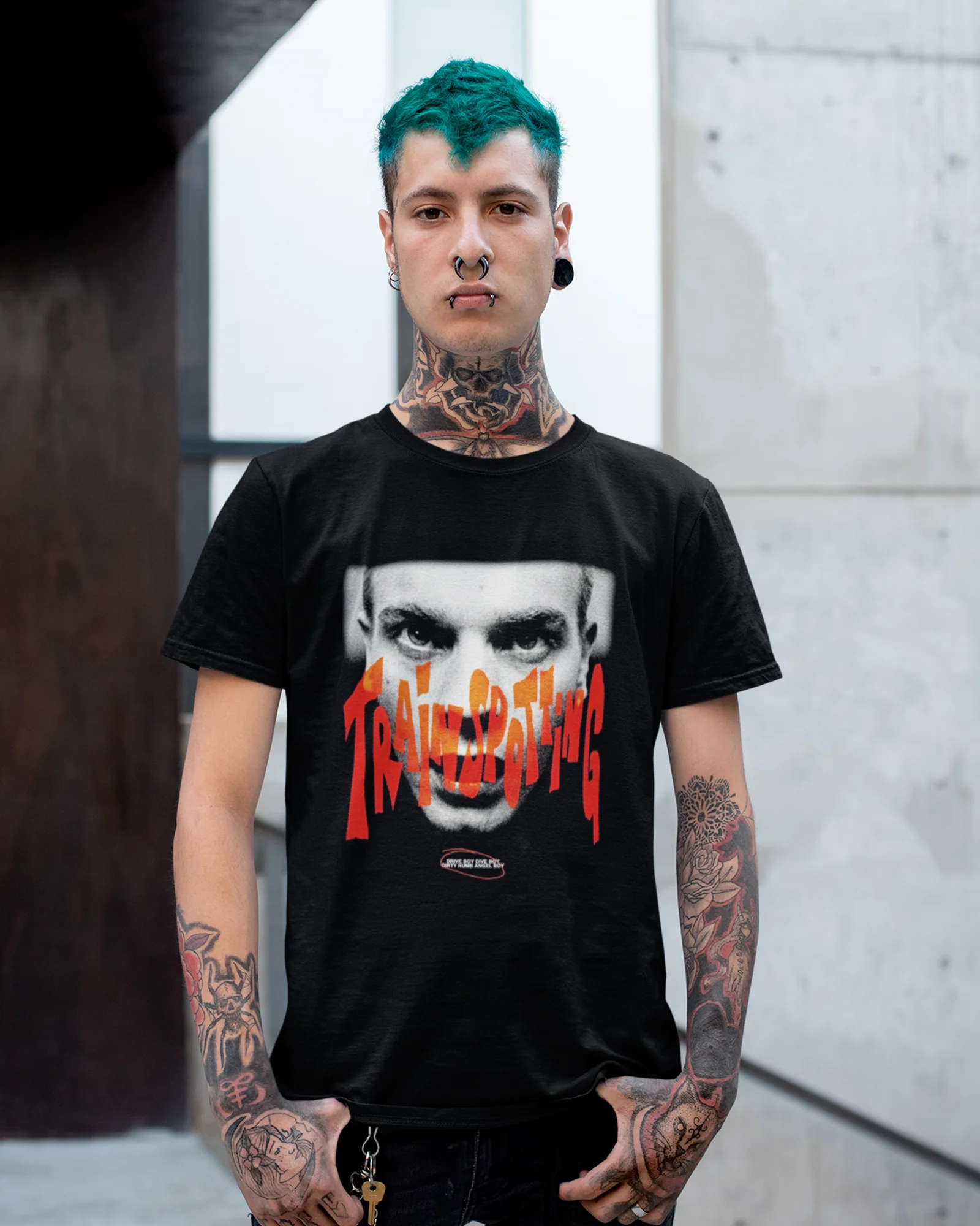Camiseta Preta Trainspotting Cultura Underground Unissex - Image 4