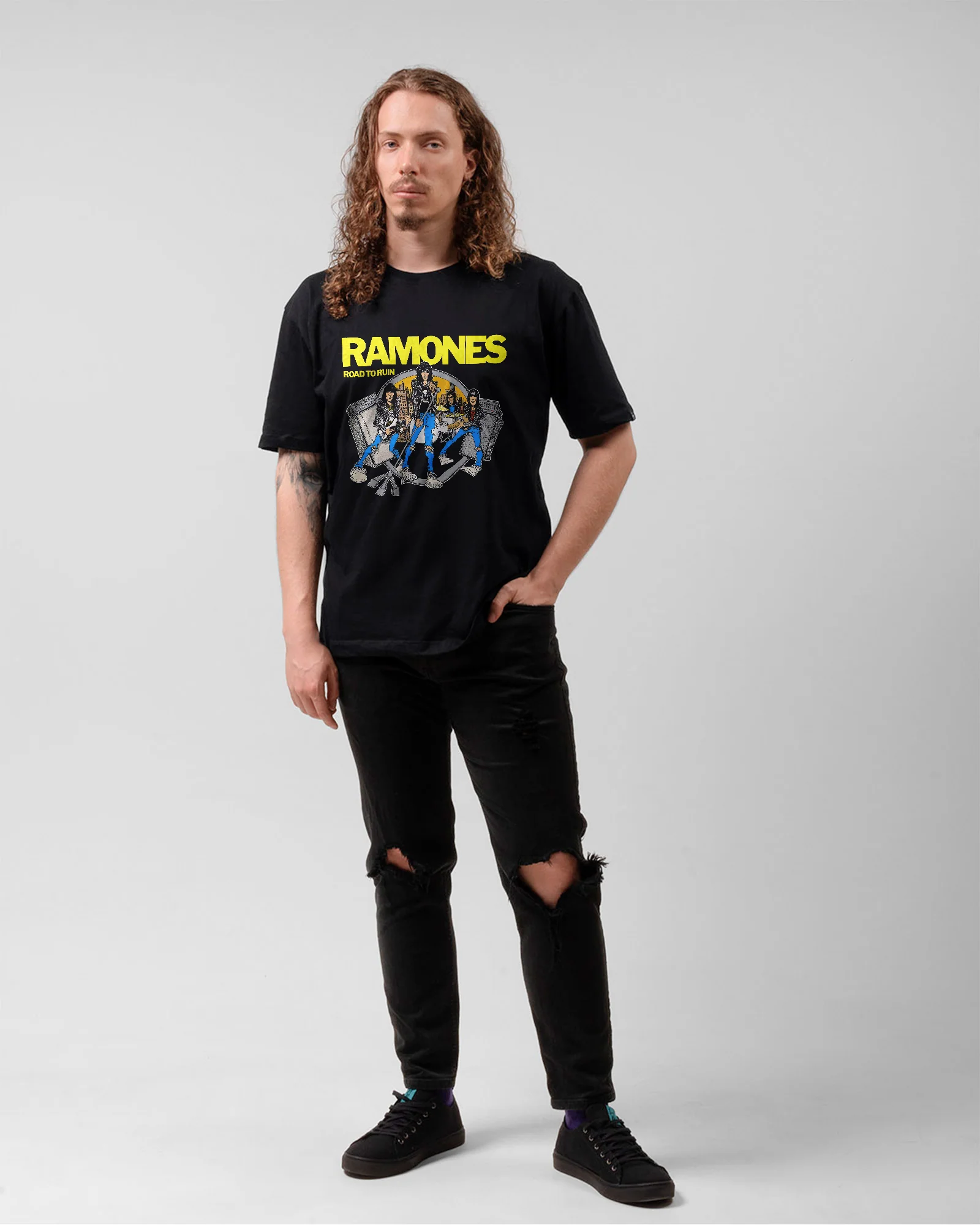 Camiseta Ramones Road to Ruin Integrantes Preta Estampada - Image 5
