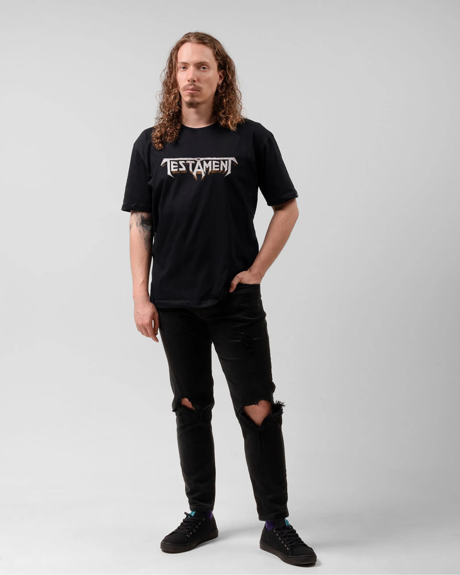 Camiseta Testament Banda Escrita Simples Preta Estampada - Image 5